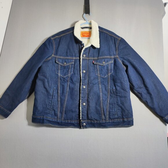 Levi's Type III Sherpa Trucker Jacket men's size XXL ink blue winter denim - Picture 1 of 14